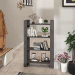 vidaXL Bibliothèque/Séparateur de pièce Gris 80x35x125 cm Pin massif