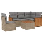 vidaXL Salon de jardin avec coussins 6 Pièces beige résine tressée