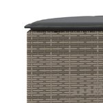 vidaXL Tabouret de jardin avec coussin gris résine tressée