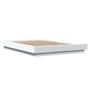 vidaXL Cadre de lit blanc 135x190 cm bois d'ingénierie