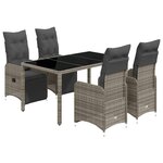 vidaXL Ensemble de bistro de jardin 5 Pièces coussins gris poly rotin