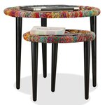 vidaXL Table basse 2 Pièces Détails tissés chindi Multicolore