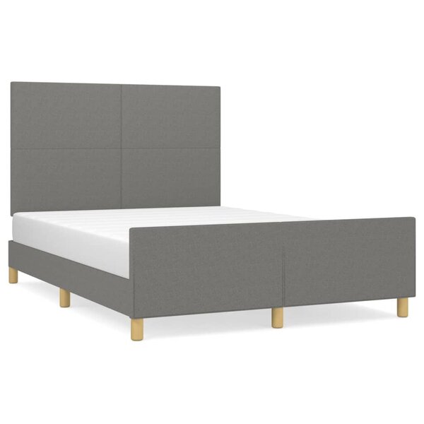 vidaXL Cadre de lit avec tête de lit Gris foncé 140x190 cm Tissu