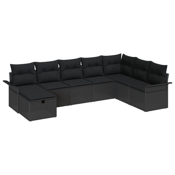 vidaXL Canapé de jardin de 8 pièces avec coussins en rotin poly noir