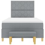 vidaXL Lit à sommier avec matelas et banc Gris clair 120x200 cm Tissu