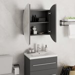 vidaXL Armoire de salle de bain miroir rond et LED Gris 47x47x17 5 cm