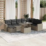 vidaXL Salon de jardin 9 Pièces avec coussins gris clair résine tressée