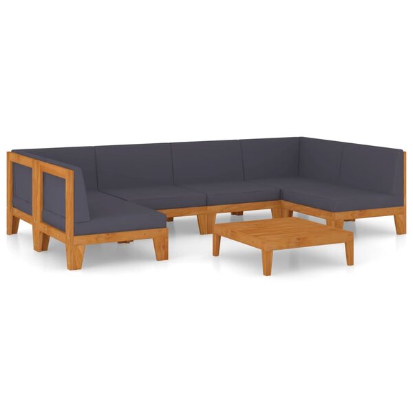 vidaXL Salon de jardin 7 Pièces avec coussins Bois d'acacia solide