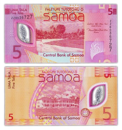 Billet de Collection 5 tala 2023 Samoa - Neuf - PW47 - préfixe ZZ billet de remplacement