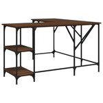 Bureau table poste de travail meuble d'ordinateur informatique étude chêne 139 x 139 x 75 cm bois d'ingénierie brun 02_0023610