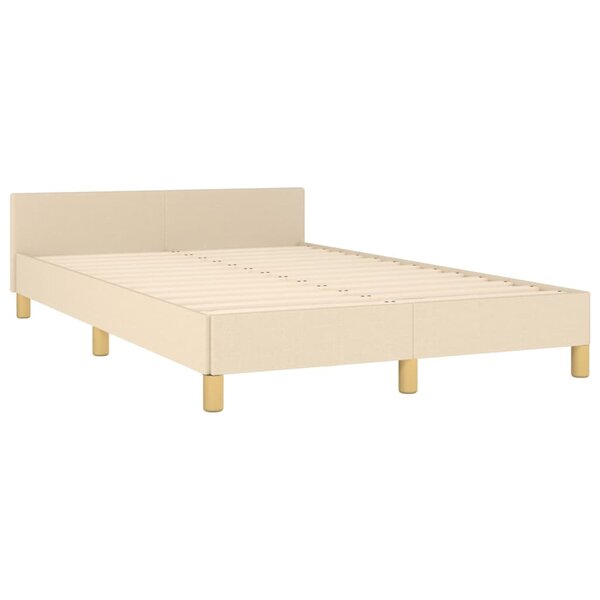 vidaXL Cadre de lit avec tête de lit crème 120x190 cm tissu
