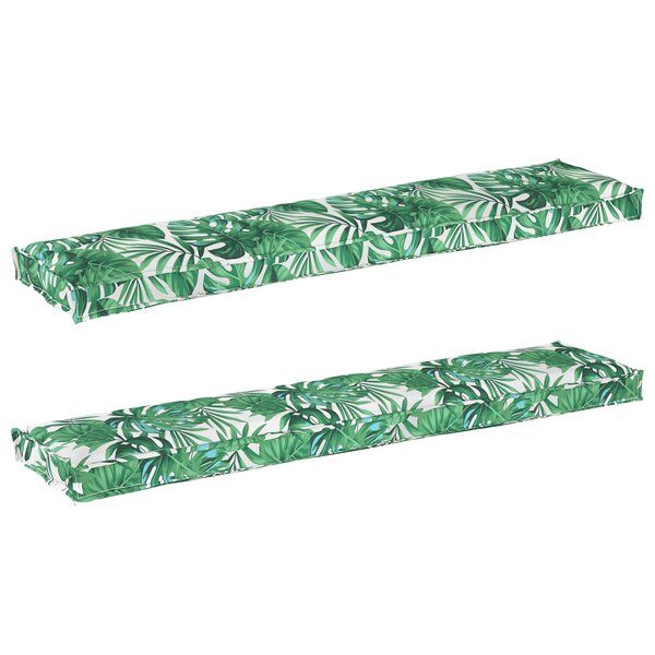 vidaXL Coussins de palette pour banc 2 Pièces Motif de feuille 180x40x8 cm Tissu Oxford