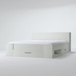 Lit adulte contemporain blanc mat - 140 x 190 cm