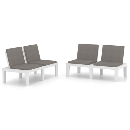 vidaXL Bancs de salon de jardin avec coussins 2 Pièces Plastique Blanc