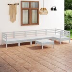 vidaXL Salon de jardin 7 Pièces Bois de pin massif Blanc