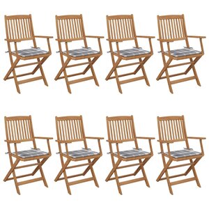 vidaXL Chaises pliables de jardin lot de 8 avec coussins Bois d'acacia