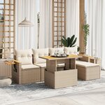 vidaXL Salon de jardin avec coussins 6 Pièces beige résine tressée