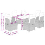 vidaXL Ensemble à manger de jardin et coussins 7 Pièces beige poly rotin