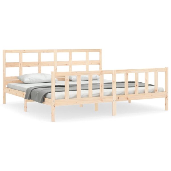 vidaXL Cadre de lit avec tête de lit 200x200 cm bois massif