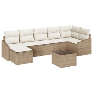 vidaXL Ensemble de canapé de jardin 8 pièces avec coussins en rotin synthétique brun