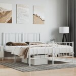 vidaXL Cadre de lit métal sans matelas et pied de lit blanc 160x200 cm