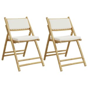 vidaXL Chaises de bistro pliantes lot de 2 et coussins blanc crème