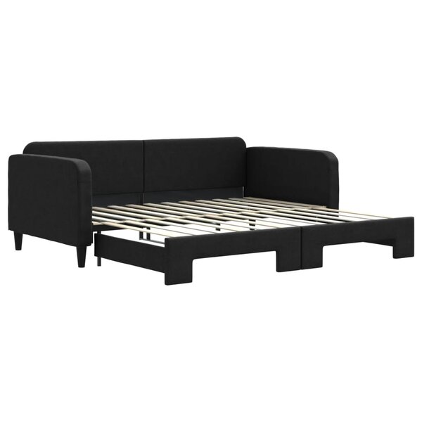 vidaXL Lit de jour avec lit gigogne noir 100x200 cm tissu