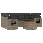 vidaXL Salon de jardin avec coussins 7 Pièces gris résine tressée