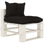 vidaXL Salon palette de jardin 7 Pièces avec coussins noir bois