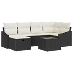 vidaXL Ensemble de 7 Canapés de Jardin avec Coussins Noir Rotin Poly