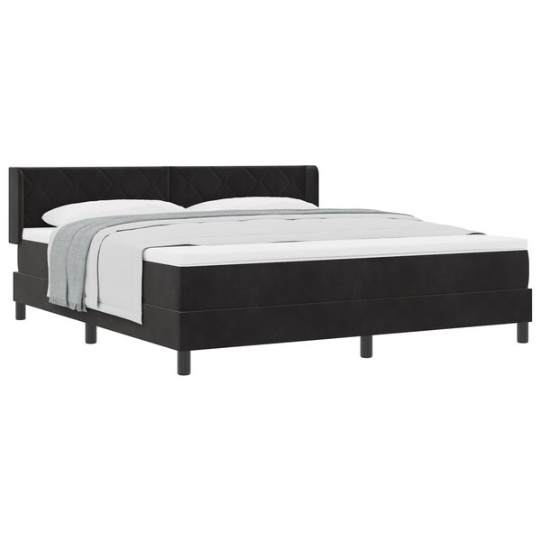 Lit Box Spring vidaXL avec Matelas Noir 180x200 cm Velours