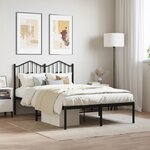 vidaXL Cadre de lit métal sans matelas avec tête de lit noir 120x200cm