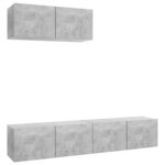 vidaXL Meubles TV 3 Pièces Gris béton Bois d'ingénierie