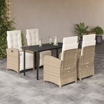 vidaXL Ensemble à manger de jardin avec coussins 5Pièces Beige poly rotin