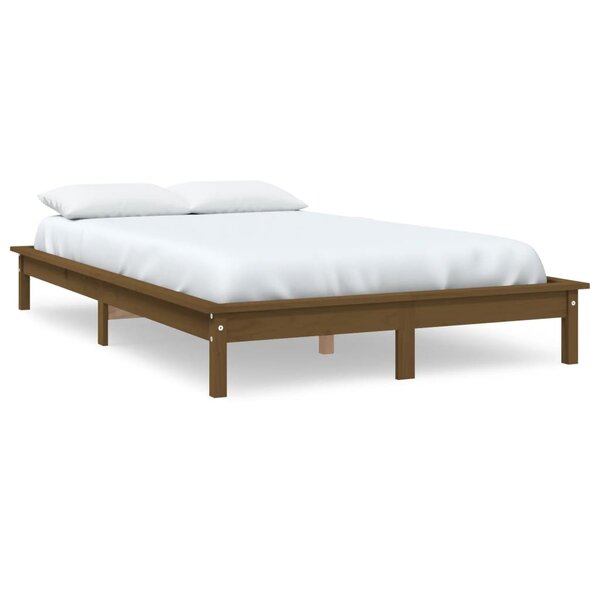 vidaXL Cadre de lit Marron miel 120x200 cm Bois de pin massif