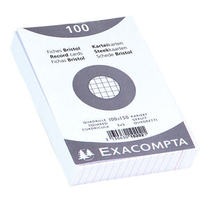 Paquet de 100 Fiches BRISTOL BLANC 100/150 5X5 S/FILM x 20 EXACOMPTA