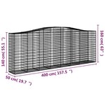 vidaXL Paniers à gabions arqués 10 Pièces 400x50x140/160 cm Fer galvanisé
