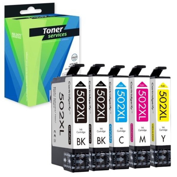 Compatible Epson 502XL Pack 5 cartouches 2 Noires/3 couleurs (Jumelles)