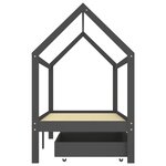 vidaXL Cadre de lit d'enfant avec tiroirs Gris foncé Pin 90x200 cm