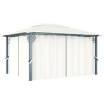 vidaXL Tonnelle avec rideau 400x300 cm Crème Aluminium