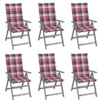 vidaXL Chaises inclinables de jardin lot de 6 et coussins Bois acacia