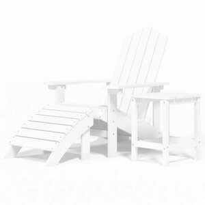 vidaXL Chaise de jardin Adirondack repose-pied table PEHD Blanc