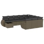 vidaXL Salon de jardin 11 Pièces avec coussins gris clair résine tressée