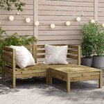 vidaXL Canapé de jardin 2 places avec repose-pieds bois pin imprégné