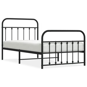 vidaXL Cadre de lit métal avec tête de lit/pied de lit noir 100x190 cm