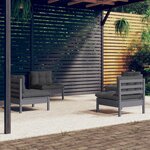 vidaXL Salon de jardin 4 Pièces avec coussins anthracite Bois de pin