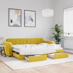 vidaXL Lit de jour avec gigogne et tiroirs jaune 80x200 cm velours