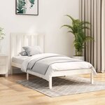 vidaXL Cadre de lit Blanc Bois de pin massif 75x190 cm Petit simple