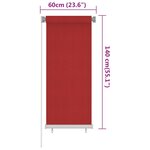 vidaXL Store roulant d'extérieur 60x140 cm Rouge PEHD
