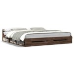 vidaXL Cadre de lit avec tiroirs chêne marron 200x200 cm